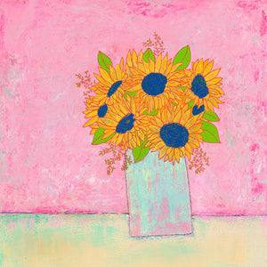 AP015 Sunflowers on Pink